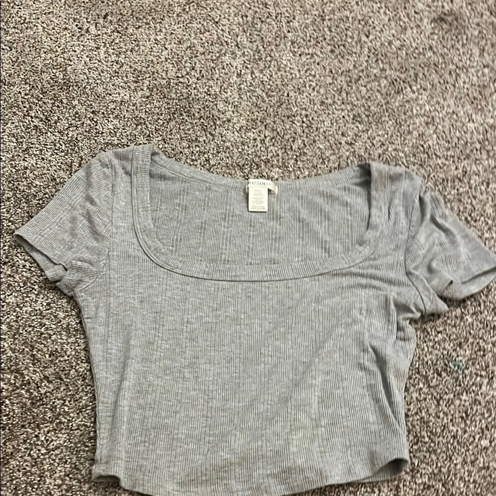 Bozzolo Gray Fitted Crop Tee Short Sleeve